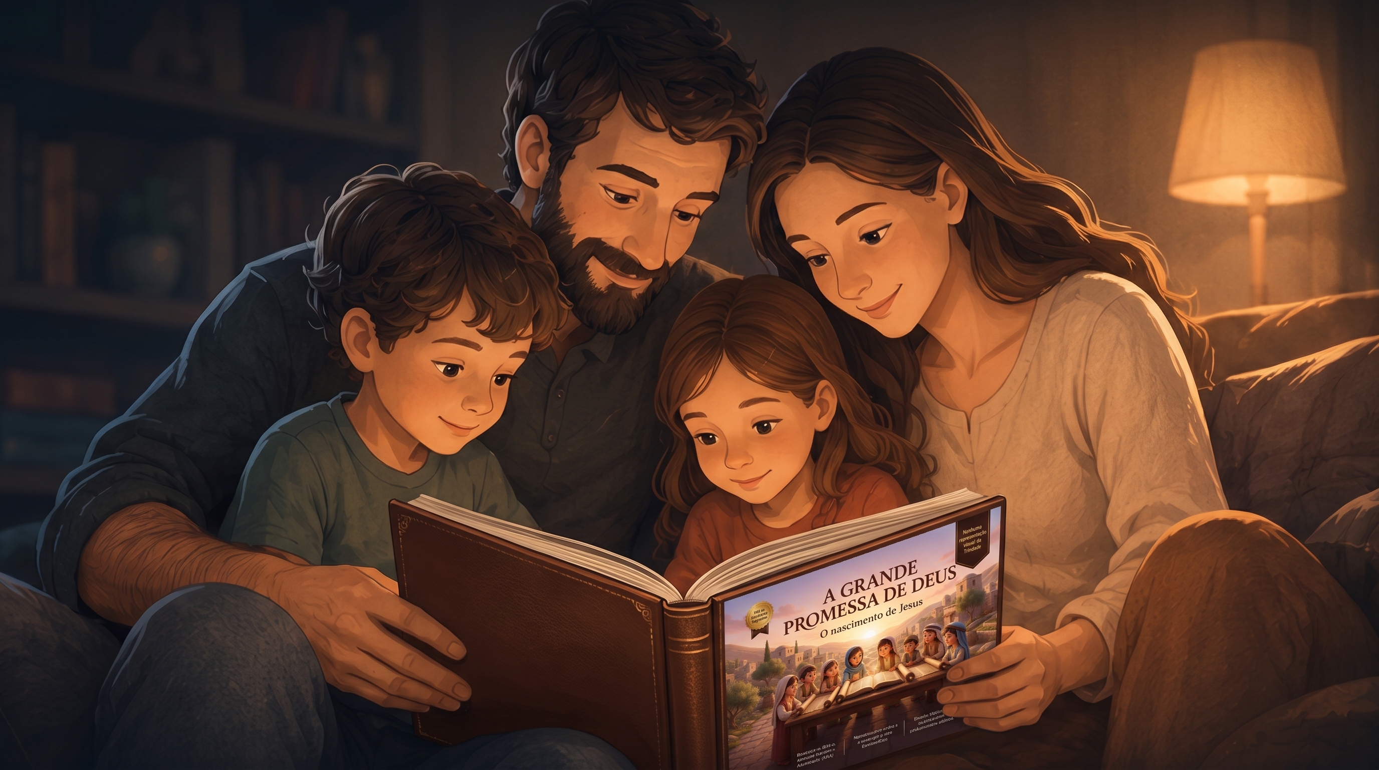 Família lendo a Bíblia juntos